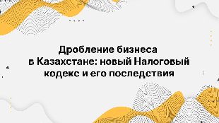 Дробление бизнеса в Казахстане: новый Налоговый кодекс и его последствия
